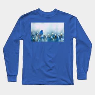 Indigo Bunting Bird in Spring Long Sleeve T-Shirt